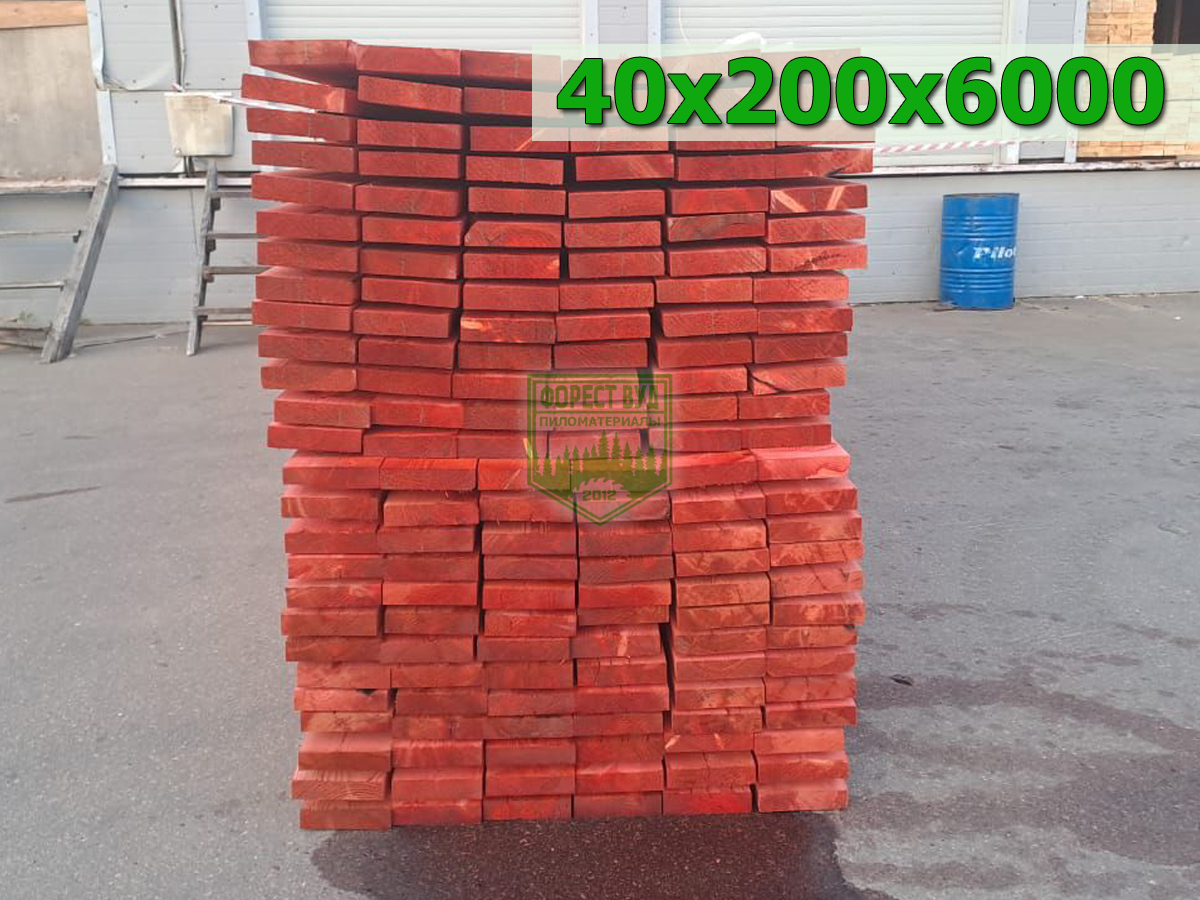 Доска строганная сухая антисептированная 40х200х6000 лиственница