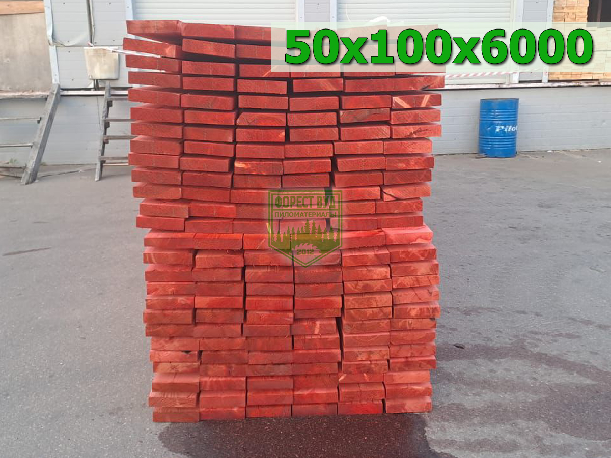 Доска строганная сухая антисептированная 50х100х6000 лиственница