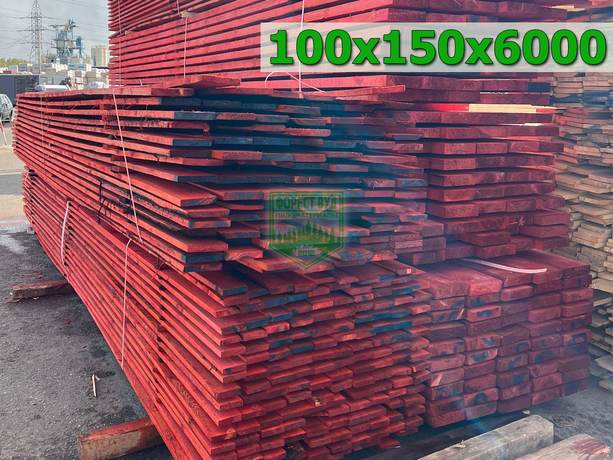 Обрезной брус антисептированный 100х150х6000 ТУ из сосны