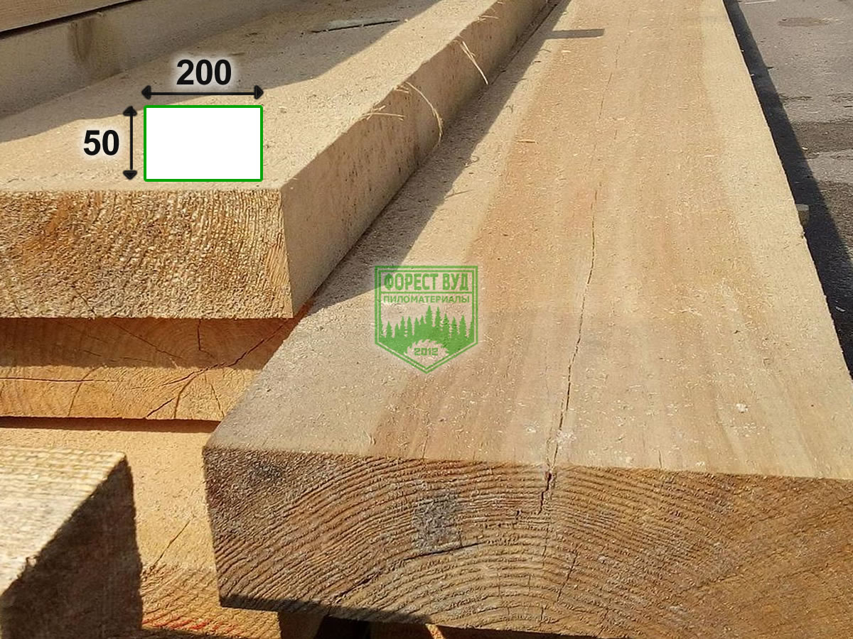 Доска обрезная из лиственницы 50x200x6000 мм