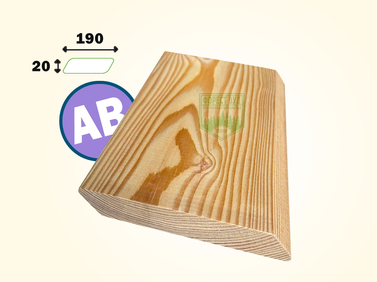 Планкен из лиственницы скошенный класс АB 20x190 мм